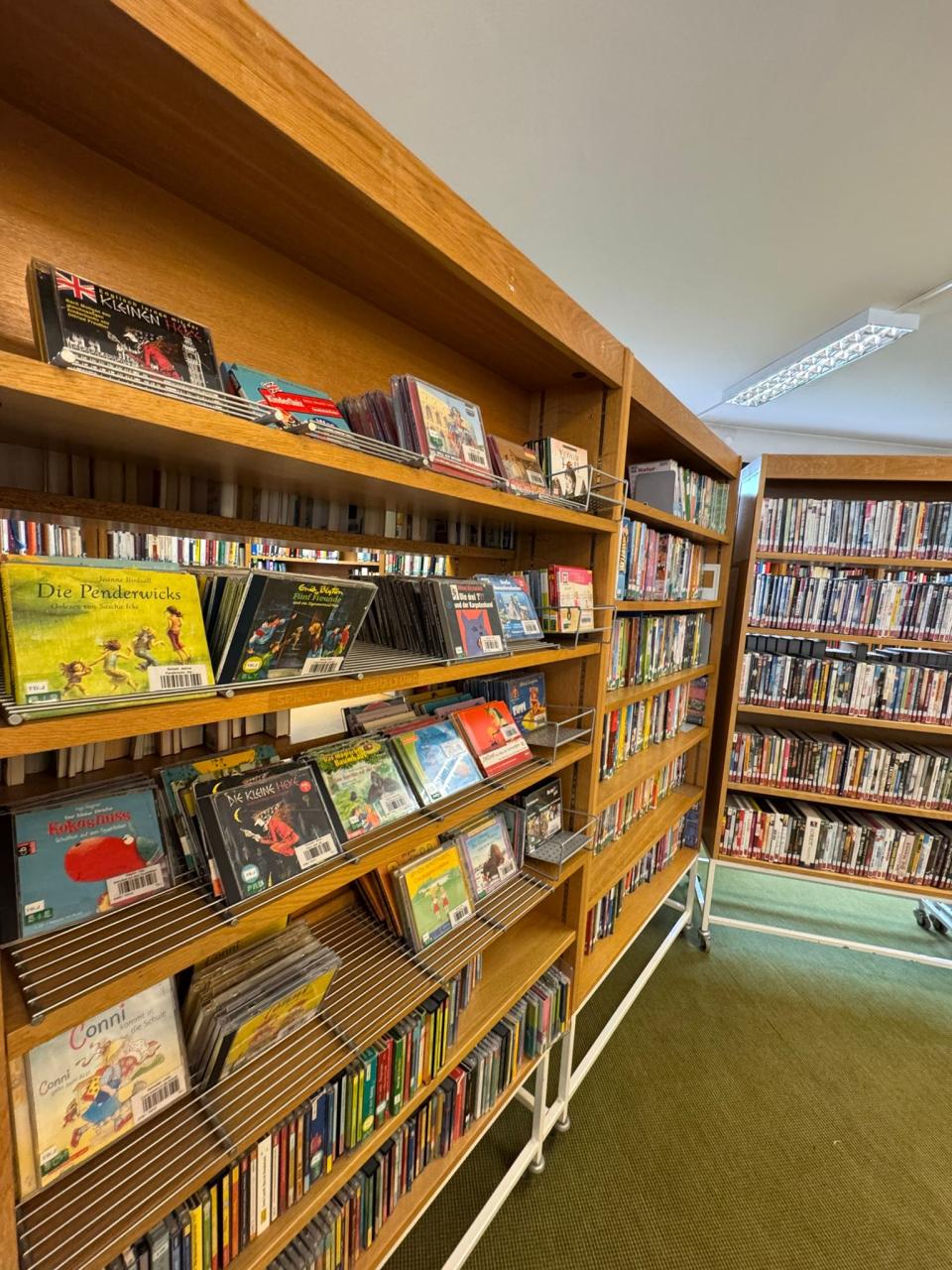 Buchregal mit DVDs und CDs